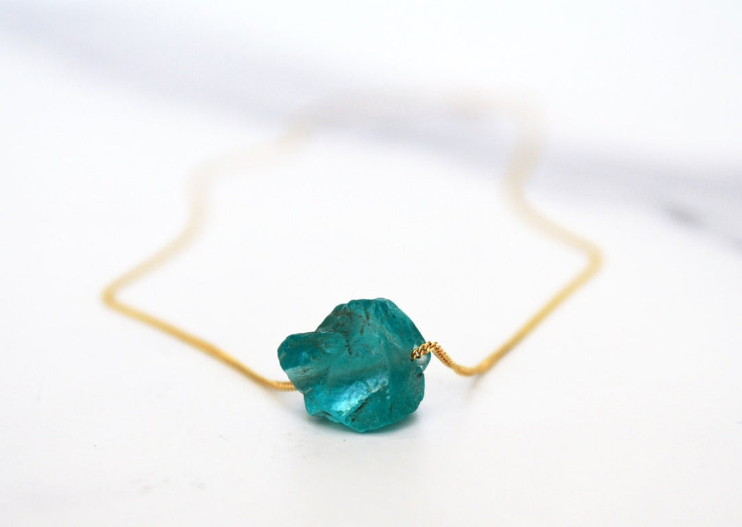 Apatite Necklace, Raw Apatite Stone Layering Necklace, Boho Necklace, Healing Crystal Necklace, Birthday Gift