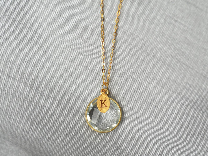 April Birthstone Necklace, Diamond Necklace, 18K Gold or Sterling Silver, Round Personalized Necklace, Gift for Wife, Bridesmaid, Mom or Grandma Gift