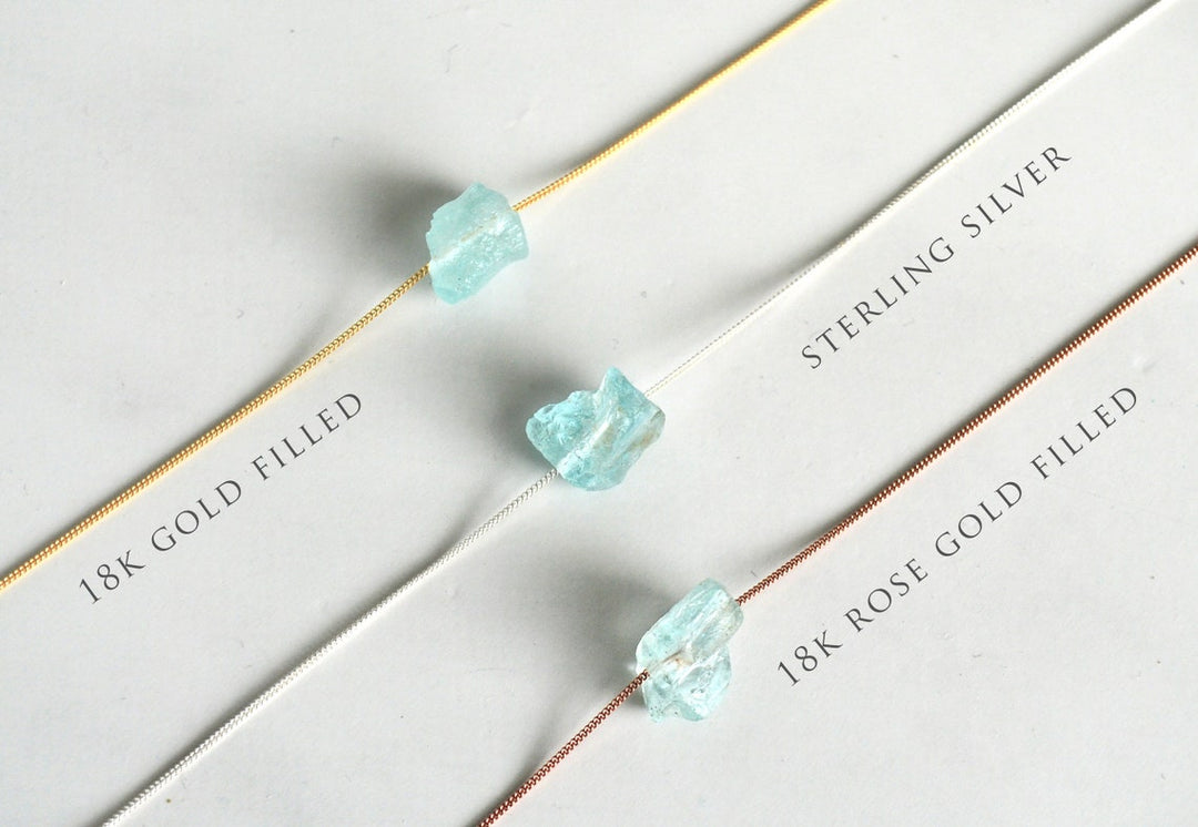 Aquamarine Necklace, March Birthstone Necklace, Raw Stone Aquamarine Necklace, Layering Necklace, Boho Necklace, Healing Crystals