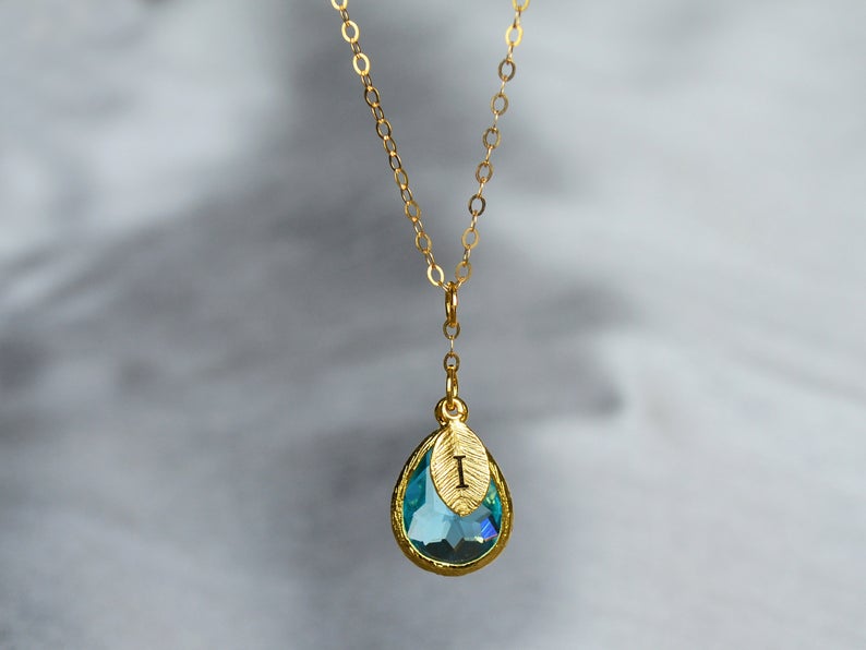 Aunt necklace with birthstones top