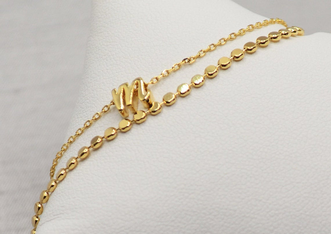 Bracelet set, Initial Bracelet, Personalized Bridesmaid Gift, Dainty Bracelet, Gift for Her, Mom Gift, Silver, Gold, Rose Gold