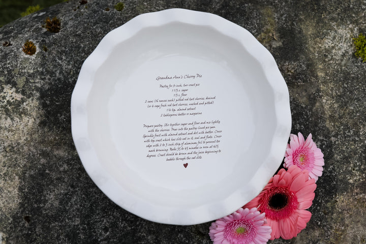 Personalized Pie Dish - Handwritten Recipe