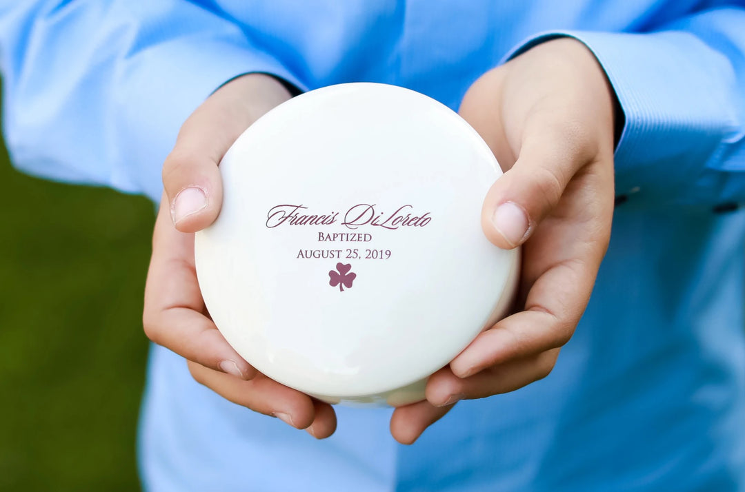 Keepsake Box with Irish Blessing, Name & Date - Script Font - Round