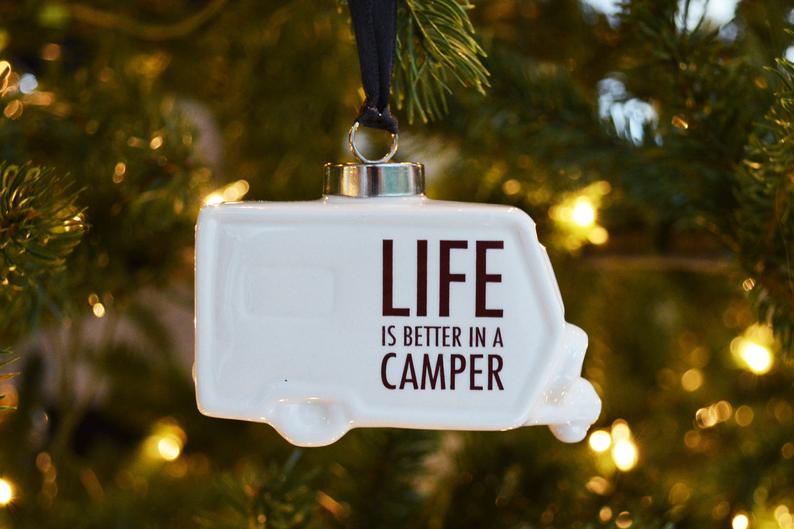 Camper Ornament, Christmas Camping Ornament, Life is Better in a Camper Ornament, RV Ornament, Vintage Camper Ornament, - READY TO SHIP