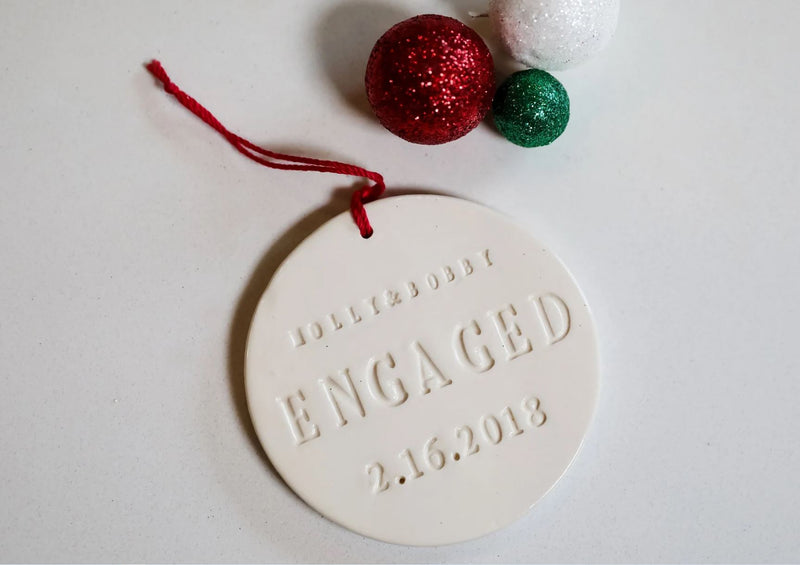 Engagement Ornament - Engagement Gift or Christmas Gift - With Names and Date