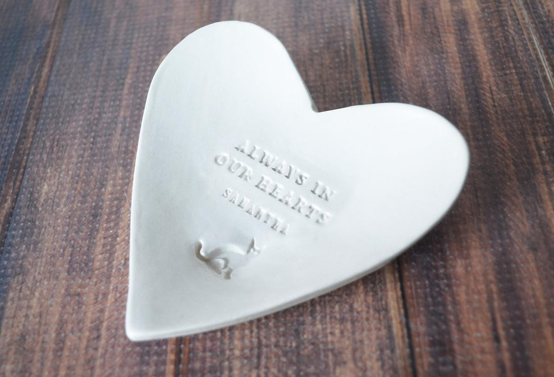 Cat Sympathy Gift, Pet Sympathy Gift, Pet Memorial Gift, Loss of Pet Gift - Always in our Hearts - With Pet's Name - Heart Shaped Bowl