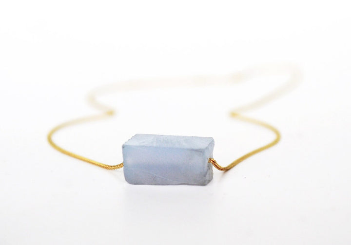 Chalcedony Necklace, Raw Chalcedony Stone Layering Necklace, Boho Necklace, Healing Crystal Necklace, Birthday Gift