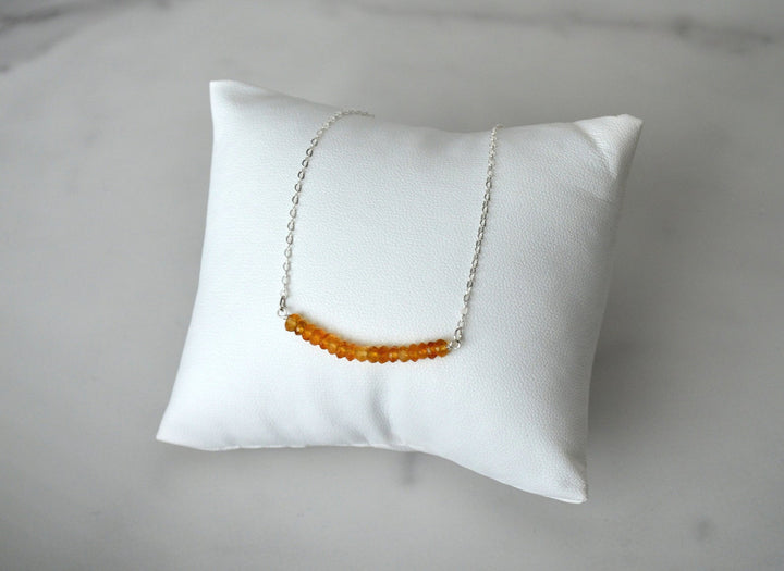 Citrine Beaded Bar Necklace, November Birthstone Necklace, Bridesmaid Gift, Mom Necklace, November Birthday Gift for Her