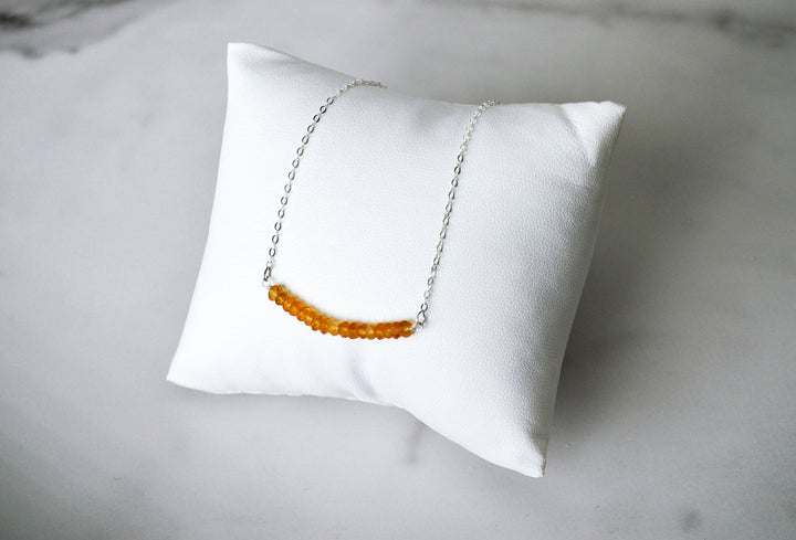 Citrine Beaded Bar Necklace, November Birthstone Necklace, Bridesmaid Gift, Mom Necklace, November Birthday Gift for Her