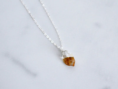 Citrine Raw Birthstone Necklace, November Birthstone Necklace, Bridesmaid Gift, Layering Necklace. Healing Crystal Necklace