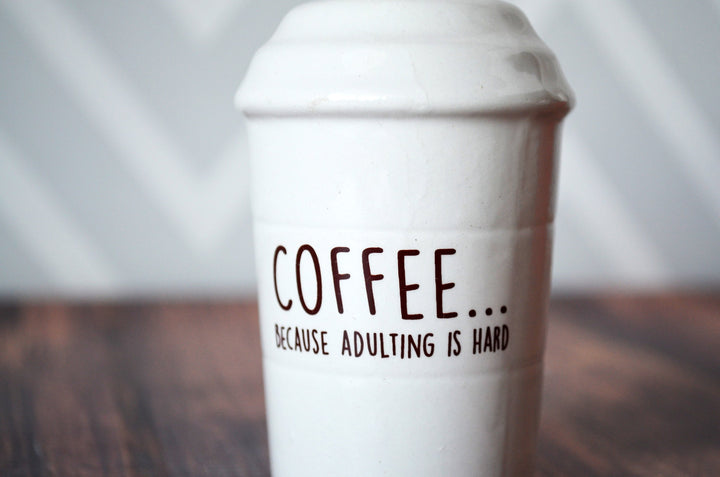 Coffee Mug Ornament, Girlfriend Gift, Coffee Lover Gift, Funny Christmas Gift - READY TO SHIP - Coffee... Because Adulting is Hard