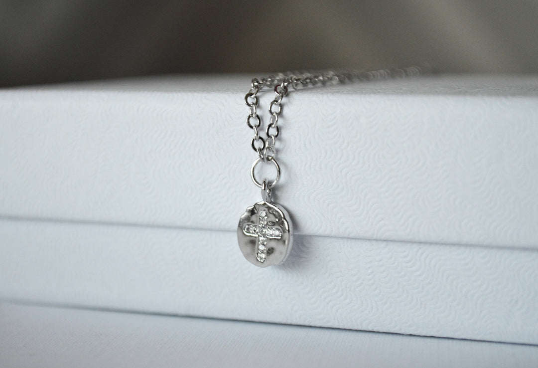 Cross Bracelet, Baptism Gift, First Communion Gift, Confirmation Gift, Goddaughter Gift, Birthstone Bracelet - Godparent or Godchild Gift