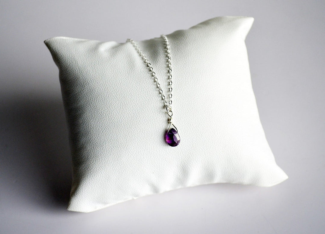 Dainty Genuine Amethyst Necklace, Valentine's Day Gift, February Birthstone Necklace, Semi Precious Garnet Stone, Wife Gift, Bridesmaid Gift