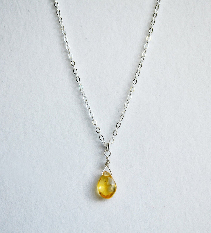 Dainty Genuine Citrine Necklace, November Birthstone Necklace, Semi Precious Citrine, November Birthday Gift, Gift for Her, Bridesmaid Gift