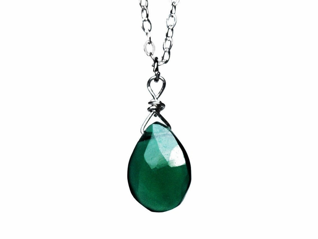 Dainty Green Onyx Necklace, May Birthstone Necklace, Genuine Semi Precious Green Onyx Stone, Wife Gift, Bridesmaid Gift, Mom Gift