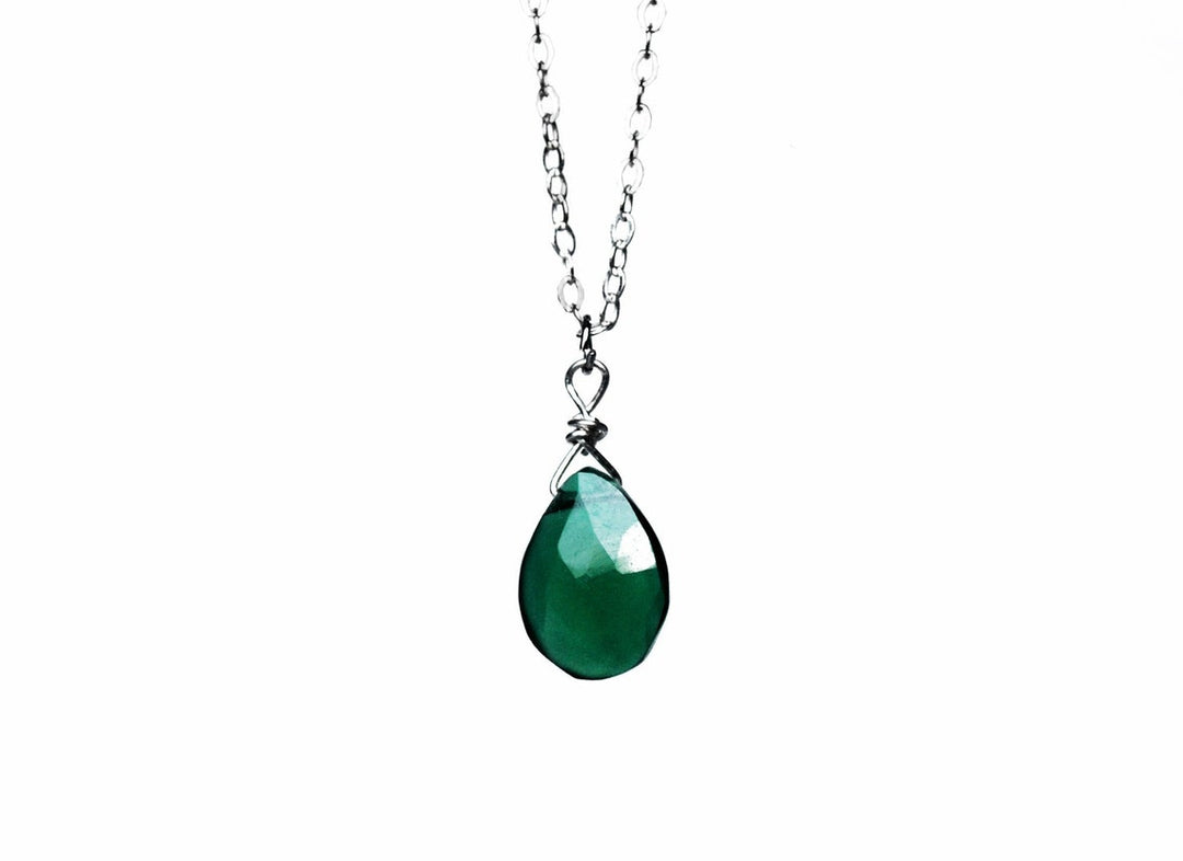 Dainty Green Onyx Necklace, May Birthstone Necklace, Genuine Semi Precious Green Onyx Stone, Wife Gift, Bridesmaid Gift, Mom Gift
