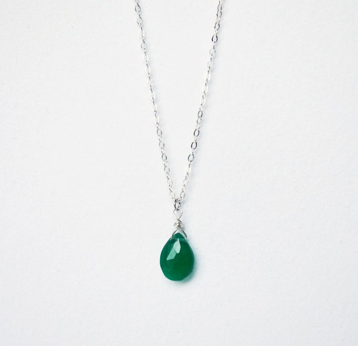 Dainty Green Onyx Necklace, May Birthstone Necklace, Genuine Semi Precious Green Onyx Stone, Wife Gift, Bridesmaid Gift, Mom Gift