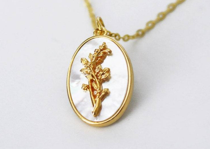 December Pearl Birth Flower Necklace - Poinsettia - Birth Month Flower Jewelry
