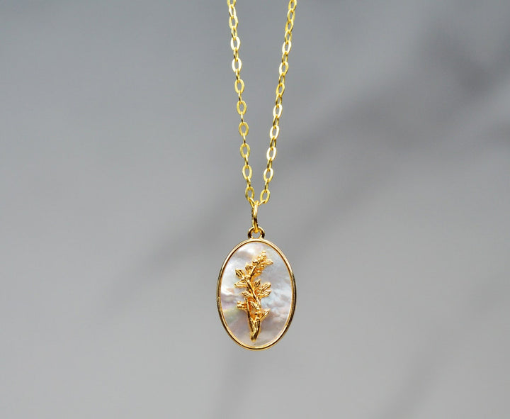 December Pearl Birth Flower Necklace - Poinsettia - Birth Month Flower Jewelry