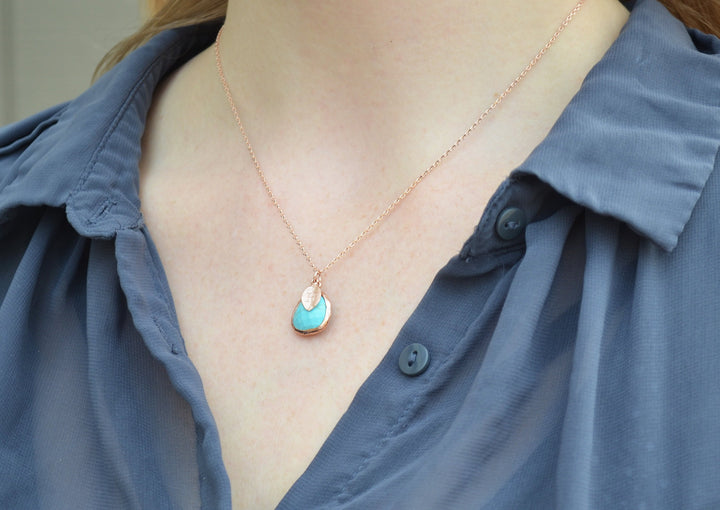 December Birthstone Necklace - Turquoise Birthstone Necklace, Custom Initial Necklace