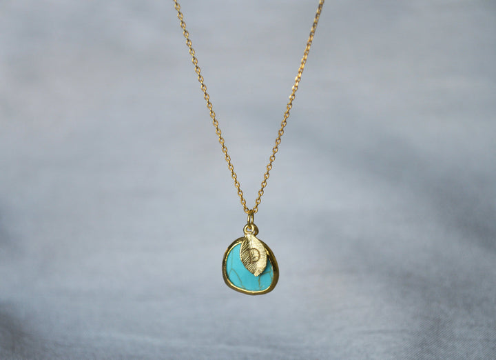December Birthstone Necklace - Turquoise Birthstone Necklace, Custom Initial Necklace