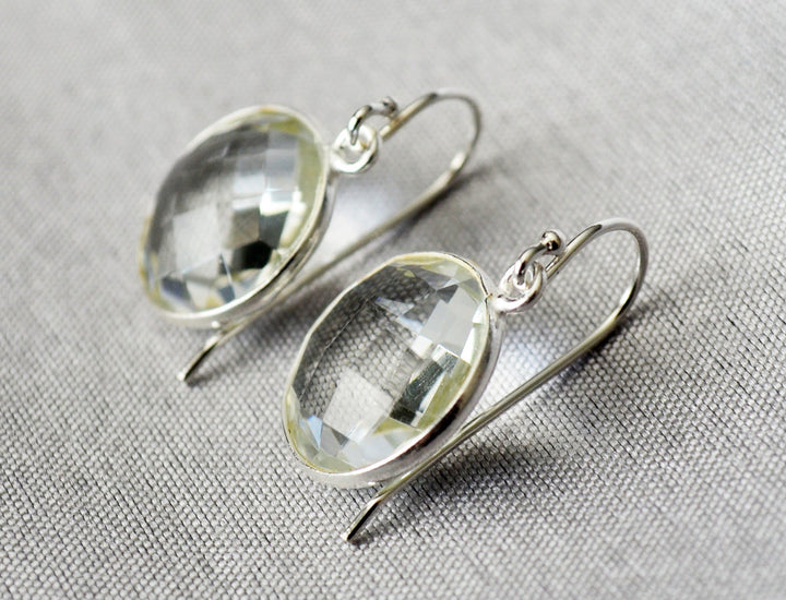 Diamond Earrings, April Birthstone Earrings, Mother's Day Gift, Sterling Silver or 14K Gold Fill,  Round Birthstone, Wife Gift, Bridesmaid Gift
