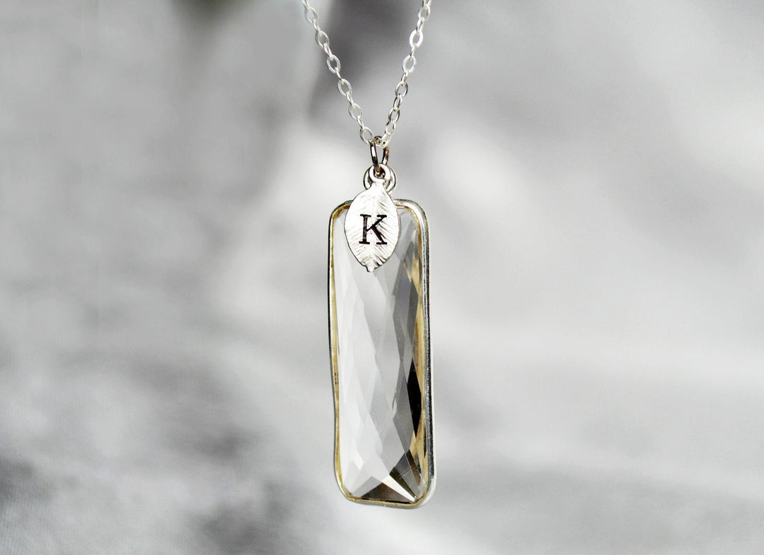 Diamond Necklace, April Birthstone Necklace, Bar Necklace, Sterling Silver, Personalized Necklace, Bridesmaid Gift, Mom Necklace