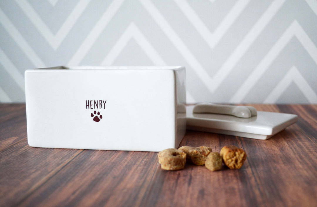 Dog Treat Jar, Dog Treat Container, Personalized Dog Jar, Pet Gift, Dog Gift, Puppy Gift, Dog Lover Gift - Rectangular Dog Treat Box