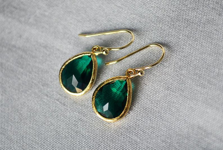Emerald earrings, May Birthstone Gift, May Birthstone earrings, Green Tear Drop Earrings