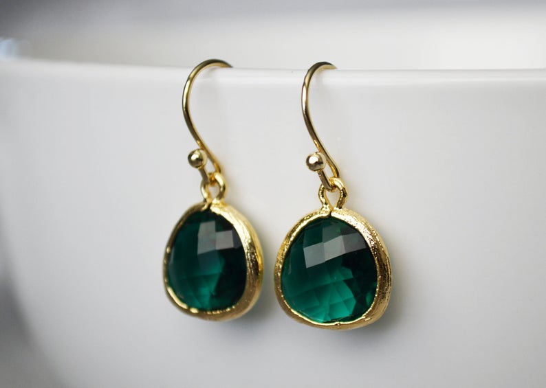 Emerald Earrings, May Birthstone Gift, May Birthstone Earrings, Emerald Jewelry Set
