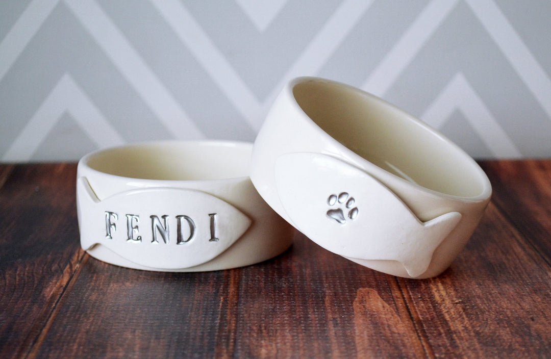 Extra Small Cat Bowl, Kitten Bowl, Personalized Cat Bowl - With Name or Paw Print - Ceramic