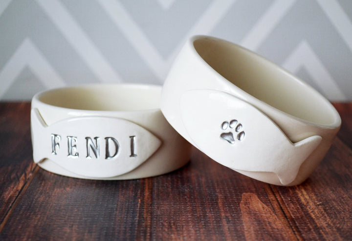 Extra Small Cat Bowl, Kitten Bowl, Personalized Cat Bowl - With Name or Paw Print - Ceramic