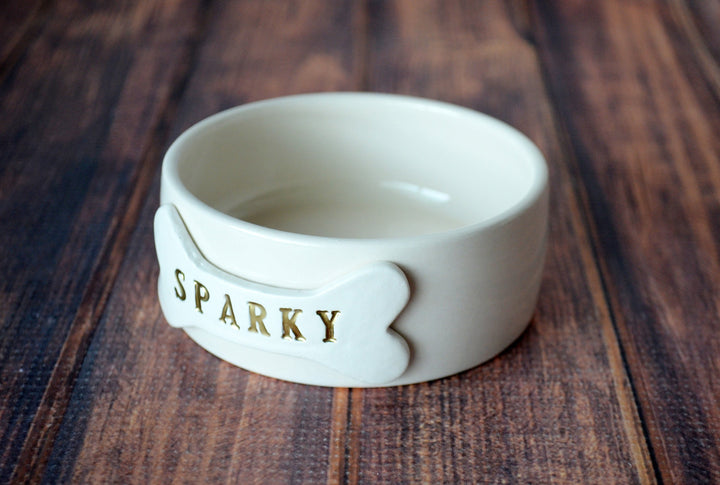 Extra Small Dog Bowl (3 ¾" dia.), Puppy Bowl, Personalized Dog Dish w/ Name or Paw Print - Ceramic