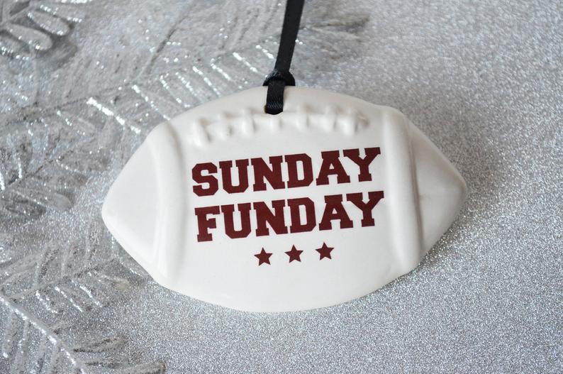 Football Ornament, Sunday Funday, Football Christmas Gift, For Football Player, Sports Ornament - READY TO SHIP