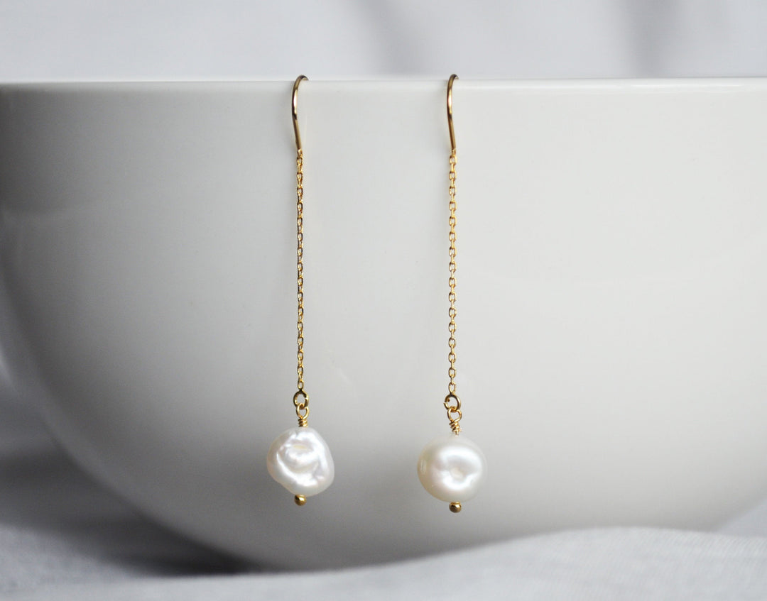 Fresh Water Pearl earrings, June Birthstone Gift, June Birthstone earrings, Bridesmaid earrings, Pearl Tear Drop Earrings
