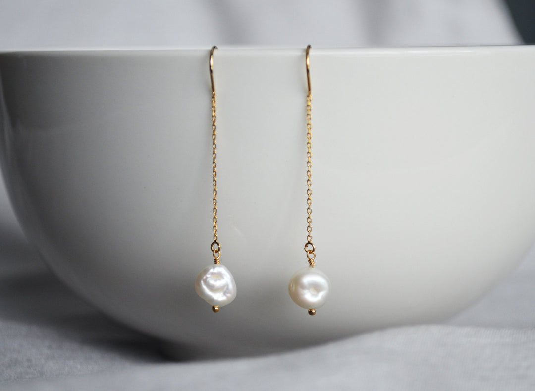 Fresh Water Pearl earrings, June Birthstone Gift, June Birthstone earrings, Bridesmaid earrings, Pearl Tear Drop Earrings