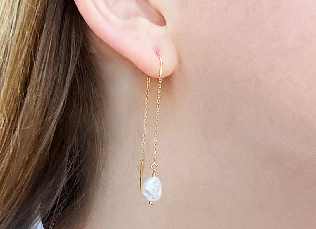 Fresh Water Pearl earrings, June Birthstone Gift, June Birthstone earrings, Bridesmaid earrings, Pearl Tear Drop Earrings