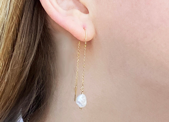 Fresh Water Pearl earrings, June Birthstone Gift, June Birthstone earrings, Bridesmaid earrings, Pearl Tear Drop Earrings