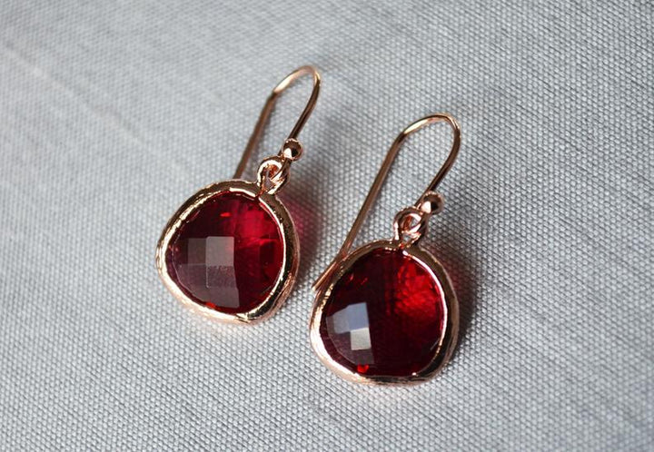 Garnet Earrings, January Birthstone Gift, January Birthstone earrings, Bridesmaid earrings, January Birthday Gift for Her, Garnet Jewelry