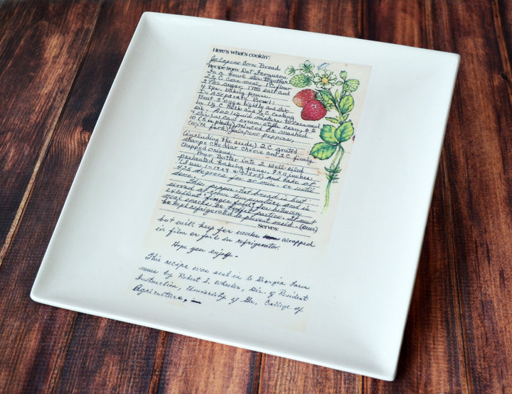 Large Personalized Square Plate with Family Recipe - 10x10