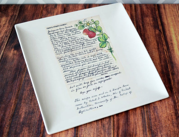 Large Personalized Square Plate with Family Recipe - 10x10