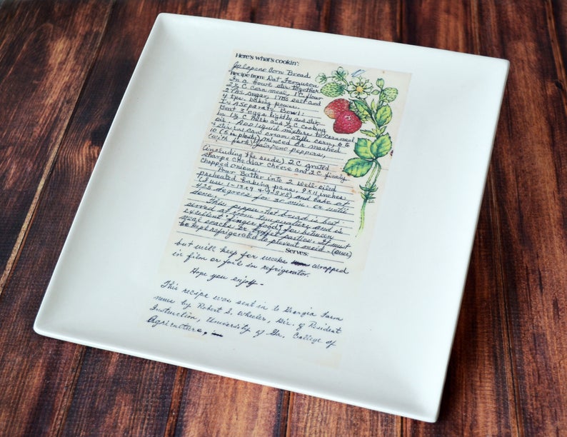 Large Personalized Square Plate with Family Recipe - 10x10