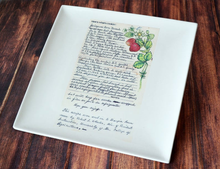 Large Personalized Square Plate with Family Recipe - 10x10
