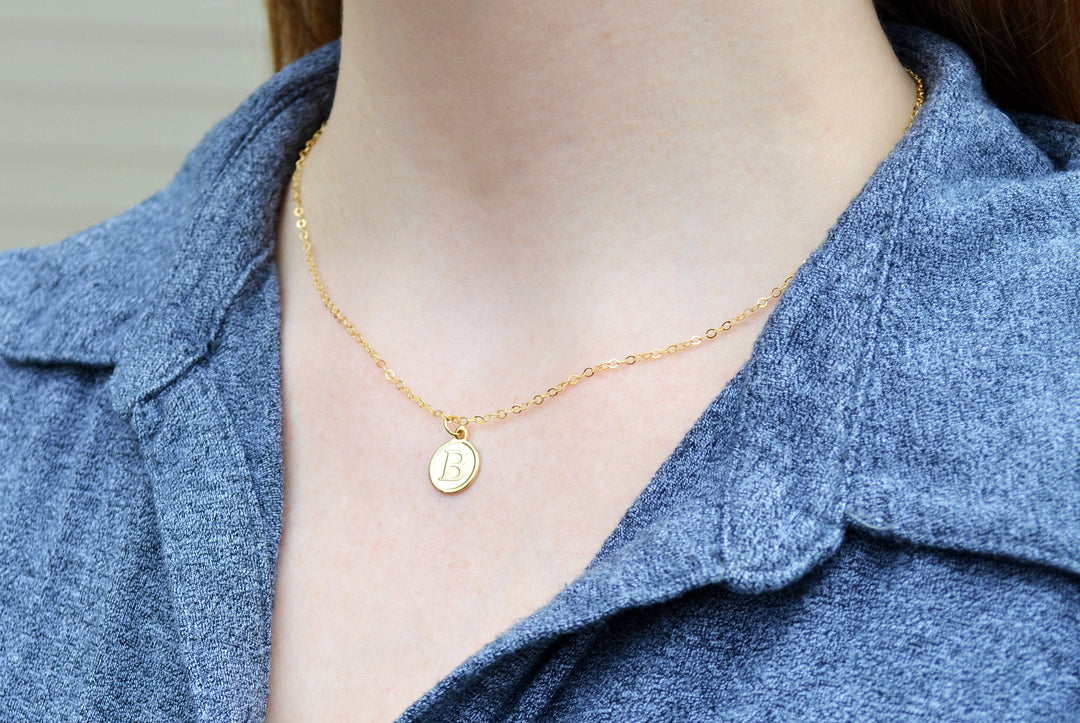 Gold Letter Pendant Necklace, Initial Necklace, Personalized Layering Necklace, Graduation Gift, Bridesmaid Gift, Friend Gift, Mom Gift