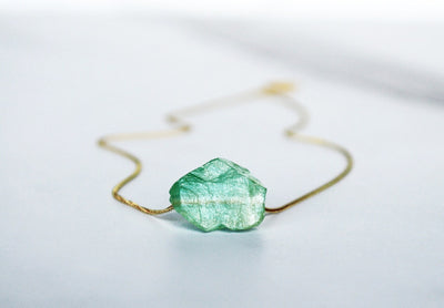 Green Fluorite Necklace, Natural Green Fluorite Layering Necklace, Raw Boho Necklace, Healing Crystal Necklace, Birthday Gift