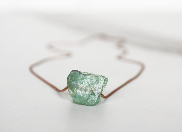 Green Fluorite Necklace, Natural Green Fluorite Layering Necklace, Raw Boho Necklace, Healing Crystal Necklace, Birthday Gift