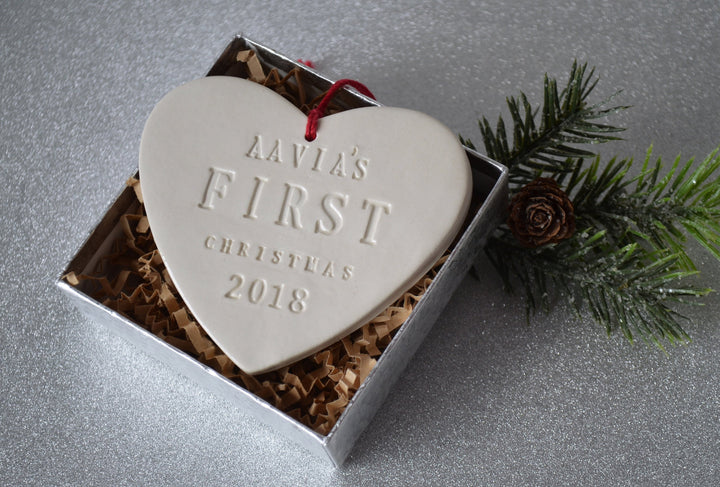 Heart Shaped Personalized Baby's First Christmas Ornament