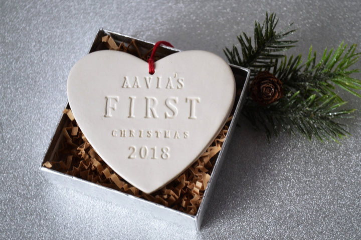 Heart Shaped Personalized Baby's First Christmas Ornament