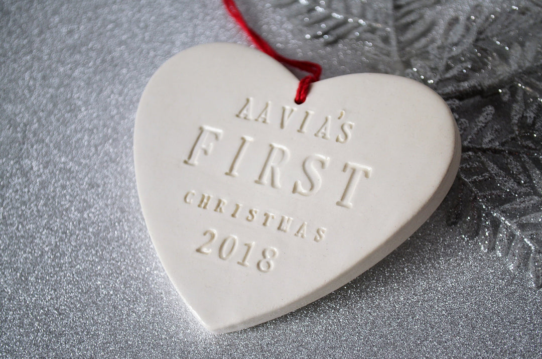 Heart Shaped Personalized Baby's First Christmas Ornament