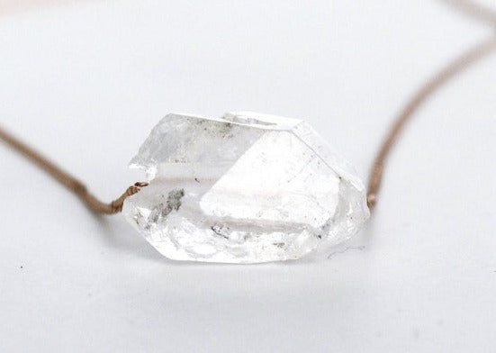 Herkimer Diamond Necklace, April Birthstone Necklace, Raw Herkimer Diamond Layering Necklace, Boho Necklace, Healing Crystal, Birthday Gift